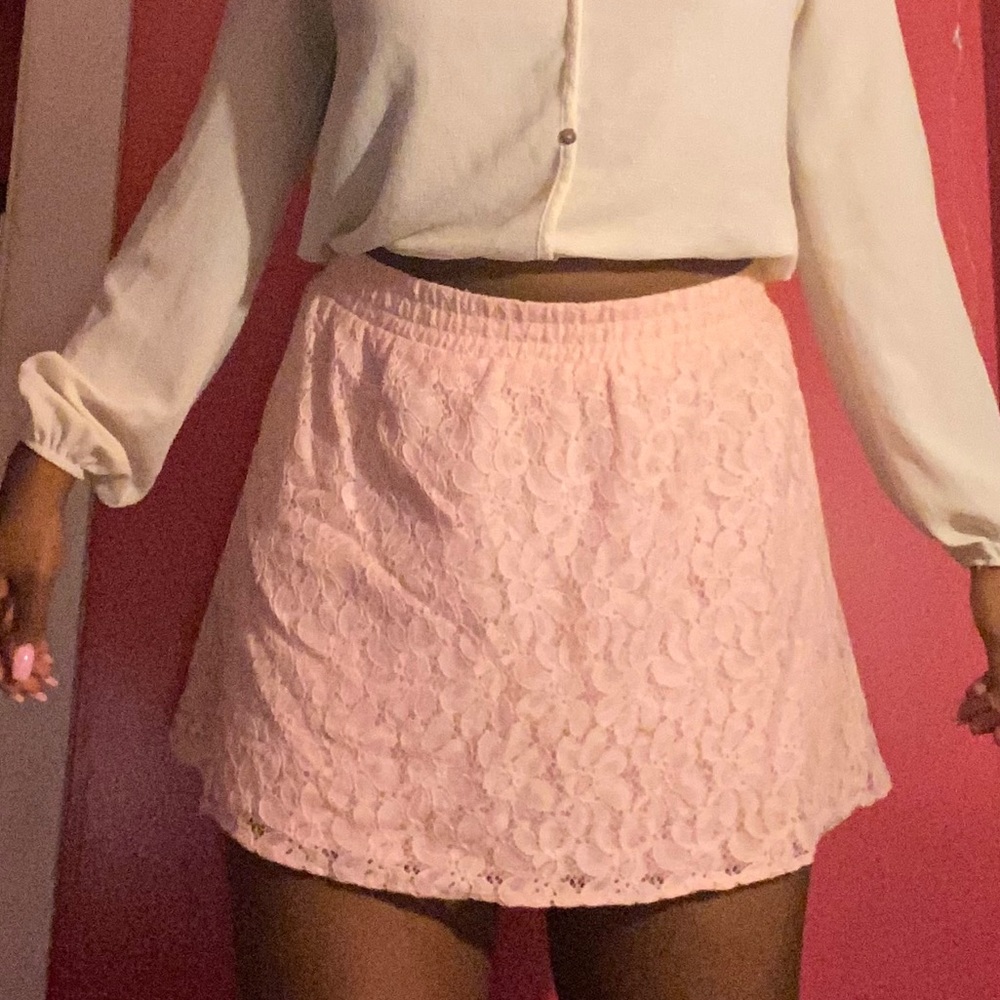 Pink Lacy Mini Skirt 🌸